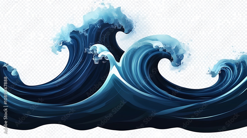 Poster unique animated wave sticker with black water design and movement image