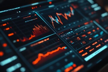 Fototapeta premium Financial success graphs on digital screen