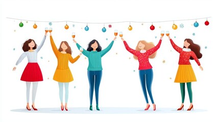 Celebrating friendship women toasting together at a holiday gathering indoor celebration festive atmosphere joyful spirit togetherness