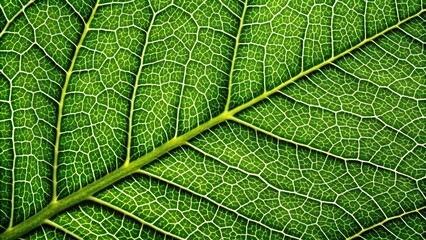 Close up photo of intricate green leaf texture with silhouette background
