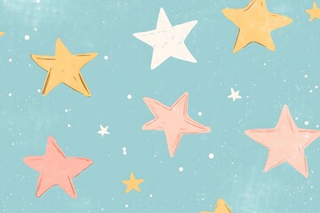 Obraz premium Sky blue background with soft pastel stars
