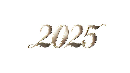 Elegant 2025 Design with Luxurious Gold and White Curves on Transparent  Background
