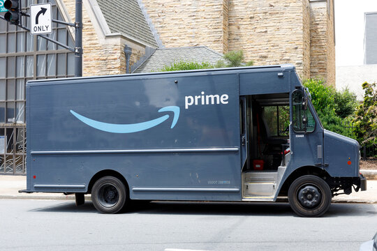 WINSTON-SALEM, NC, USA-1 JUNE 2021: An Amazon Prime delivery step van.