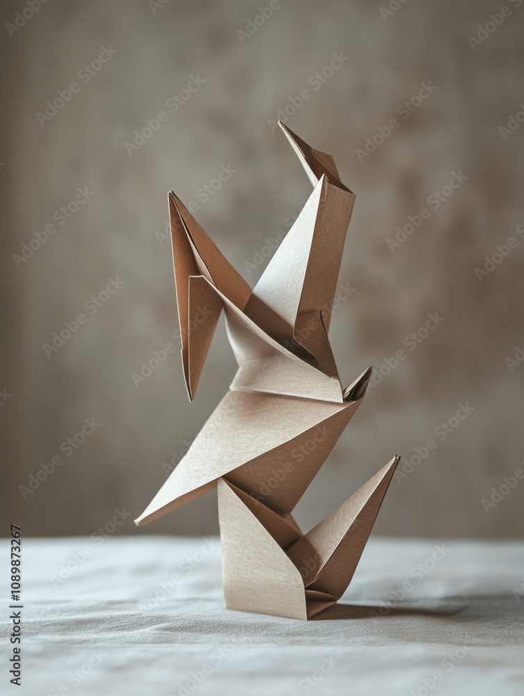 Aufkleber elegant origami creation balances gracefully, demonstrating artistic skill and precision in paper fo