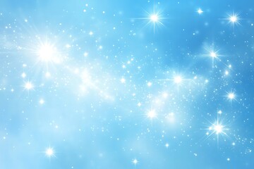Sky blue background with faint, floating stars