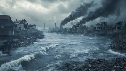Fototapeta premium Adaptation climate risk. Risk Mitigation. Ultra realistic. Photorealistic hypermaximalist advertising photography hyper realistic fine detail
