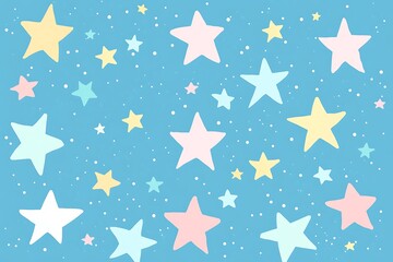 Sky blue background with soft pastel stars