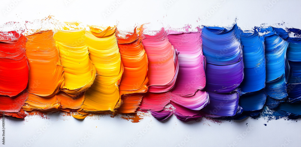 Poster colorful paint strokes on canvas. streaks of brilliant colors create a striking visual flow across t