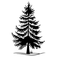 Obraz premium Christmas Tree Silhouette Vector Illustration on White Background 