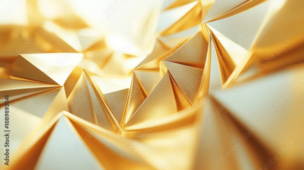 Aufkleber intricate golden triangles reflect light in a captivating abstract formation, showcasing a blend of 