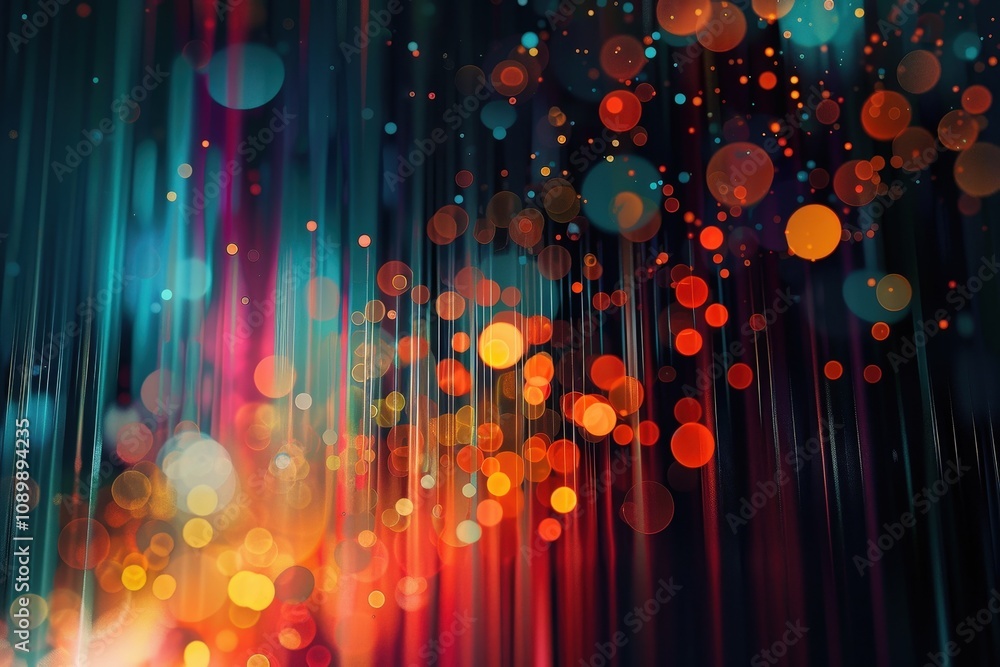 Poster vivid swirl of colored particles and light creating a dynamic tunnel effect in a digital universe
