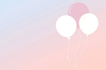 Fototapeta premium Simple silhouette of balloons floating on a smooth pastel gradient background