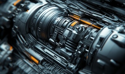 Fototapeta premium visualizing an engine design, fluid geometric forms, and high tech textures