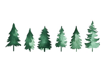 Obraz premium Simple Christmas tree silhouettes in green on a white background