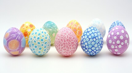 Obraz premium pastel colored easter eggs on white background
