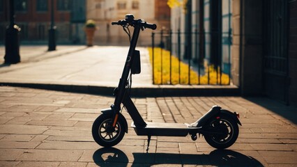 A person using their electric scooter to explore a cultural festival, blending modern transport with urban experiences