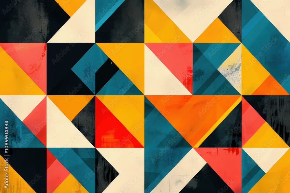Aufkleber colorful geometric patterns create a vibrant abstract design with triangles and shapes in bold hues,