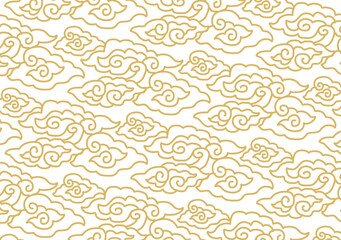 Motif Mega Mendung, batik motif typical of West Java Indonesia, curved line pattern with cloud objects, with developments and various artistic colors