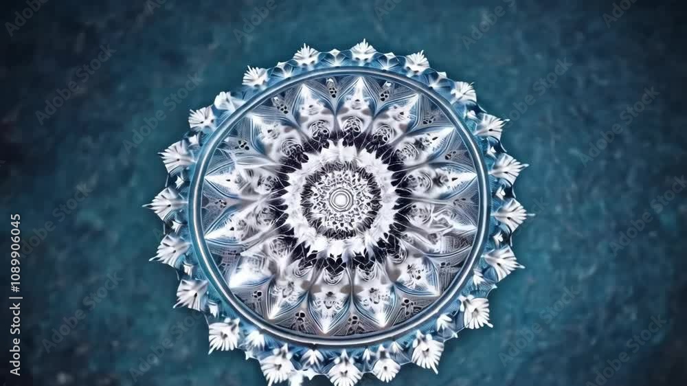Poster immerse in a soothing atmosphere as a captivating mandala slowly evolves, displaying intricate shape