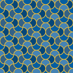Obraz premium Ogee drop ornament. Repeated maroccan scales mosaic tiles. Scallop shapes motif. Oriental traditional pattern. Arabesque wallpaper. Vector digital paper, textile print. Seamless surface design