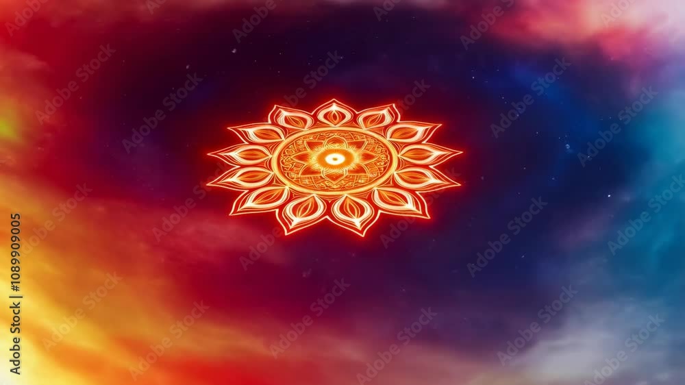 Poster experience intricate patterns and colors as a mandala rotates steadily, evoking a hypnotic effect th