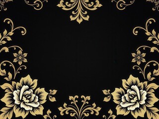 Luxurious charcoal floral wallpaper with intricate hand-painted flowers and metallic accents, background, floral