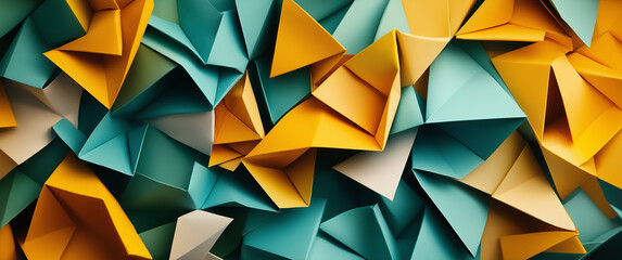 Obraz premium Abstract geometric 3D background. Folded paper digital wallpaper.