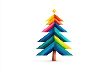 Fototapeta premium Colorful Geometric Pine Tree Design