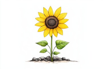 Watercolor Symbolic Sunflower Representation