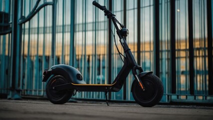A person enjoying a smooth ride on their electric scooter through a picturesque city park, merging leisure with modern transport
