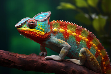 Obraz premium Colorful chameleon in rainforest
