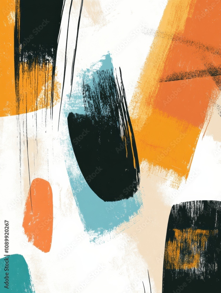 Fototapete vivid colors and varied brush techniques blend together to form an engaging abstract work, showcasin