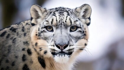 Obraz premium picture of a snow leopard looking forward 