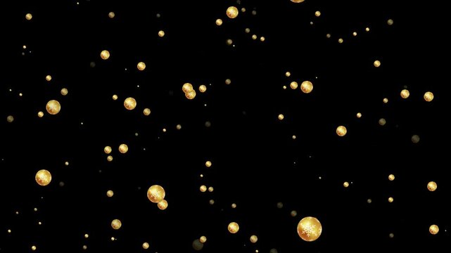 Christmas abstract yellow ball particle motion, holiday festival wedding gift, alpha chanel black art background V1