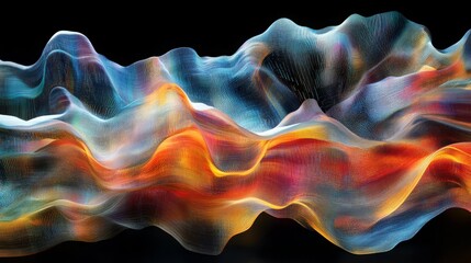 Obraz premium Flowing waves of data visualizations in abstract forms, Abstract Tech Wave, 16:9