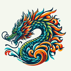 Naklejka premium illustration of a dragon, dragon god, dragon tattoo