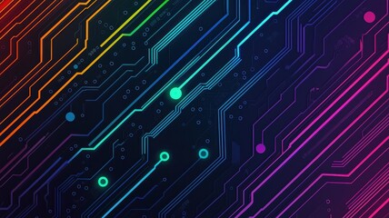AI Investment Disruption Concept. A vibrant, abstract background featuring colorful circuit lines on a dark backdrop, showcasing a modern technological design.