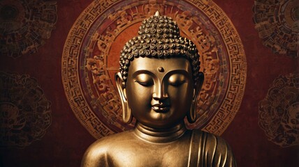 oriental background with buddha face, ai
