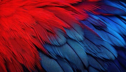 Obraz premium Close-up of vibrant red and blue feathers 