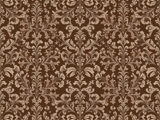 Obraz premium Elegant and intricate damask seamless vector pattern with floral and geometric elements, fabric, design