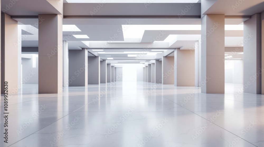Poster abstract modern architecture showcasing an empty concrete floor space for car presentation events. g