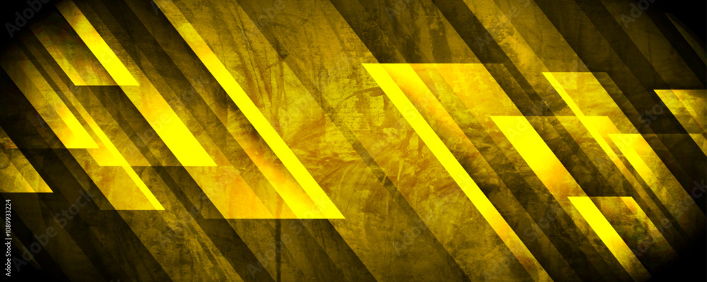 Poster yellow rough grunge abstract background overlap layer on dark space with diagonal lines decoration. 