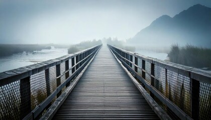 Fototapeta premium Shrouded Bridge Leading into the Unknown Landscape 