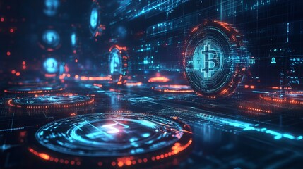 Innovative crypto time-themed space digital realm motion graphics futuristic environment immersive perspective engaging concept for blockchain enthusiasts