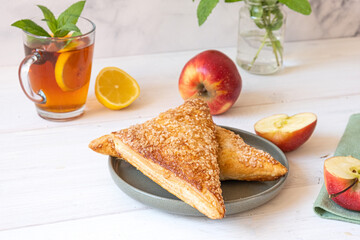 Apple Puff. Homemade Breakfast with Apple Puffs