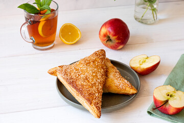 Apple Puff. Homemade Breakfast with Apple Puffs