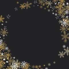 Christmas round frame with snowflakes and stars