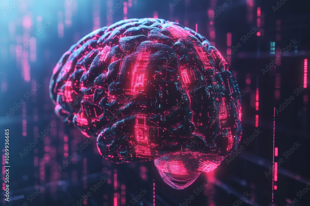 Poster a colorful abstract digital brain is depicted, highlighting intricate neural pathways and data conne