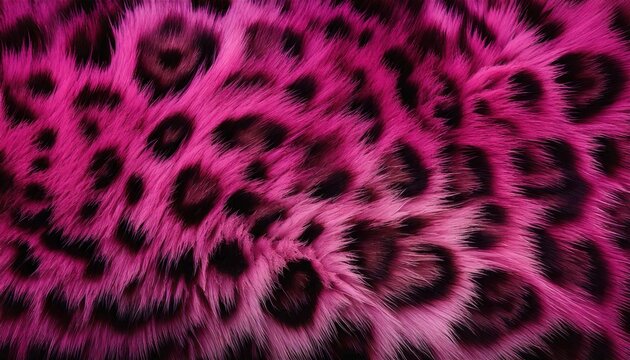 Pink and black leopard print fur background 