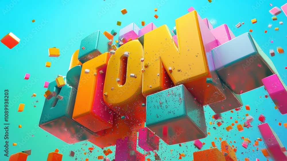 Poster 3d colorful block text 
